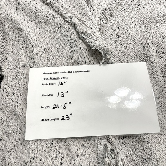 NIC+ZOE Open Front Fringed Knit Jacket PP Petite Gray Speckled Textured Blazer - Picture 11 of 14